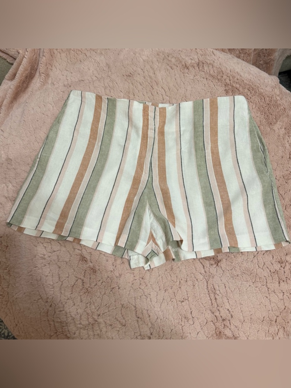 Rachel Zoe Linen Blend Striped Shorts Size 14 EUC